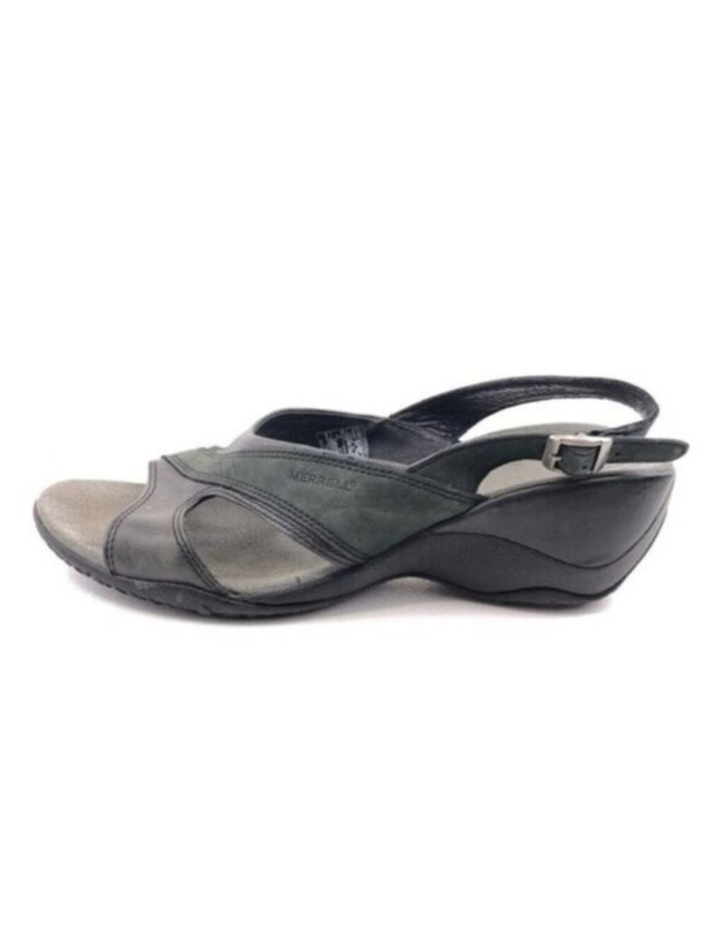 Merrell Primrose Black Leather Wedge Sandals 9